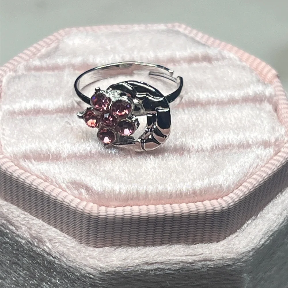 Artisan Pink Cluster Flower Moon Ring